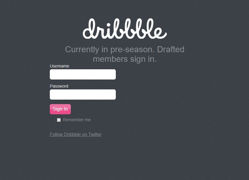 Dribbble sign-in page